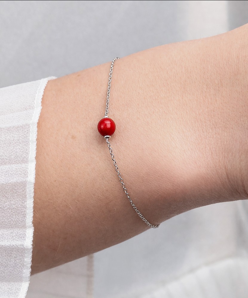 Sidabrinė apyrankė su koralu  - Goldinga