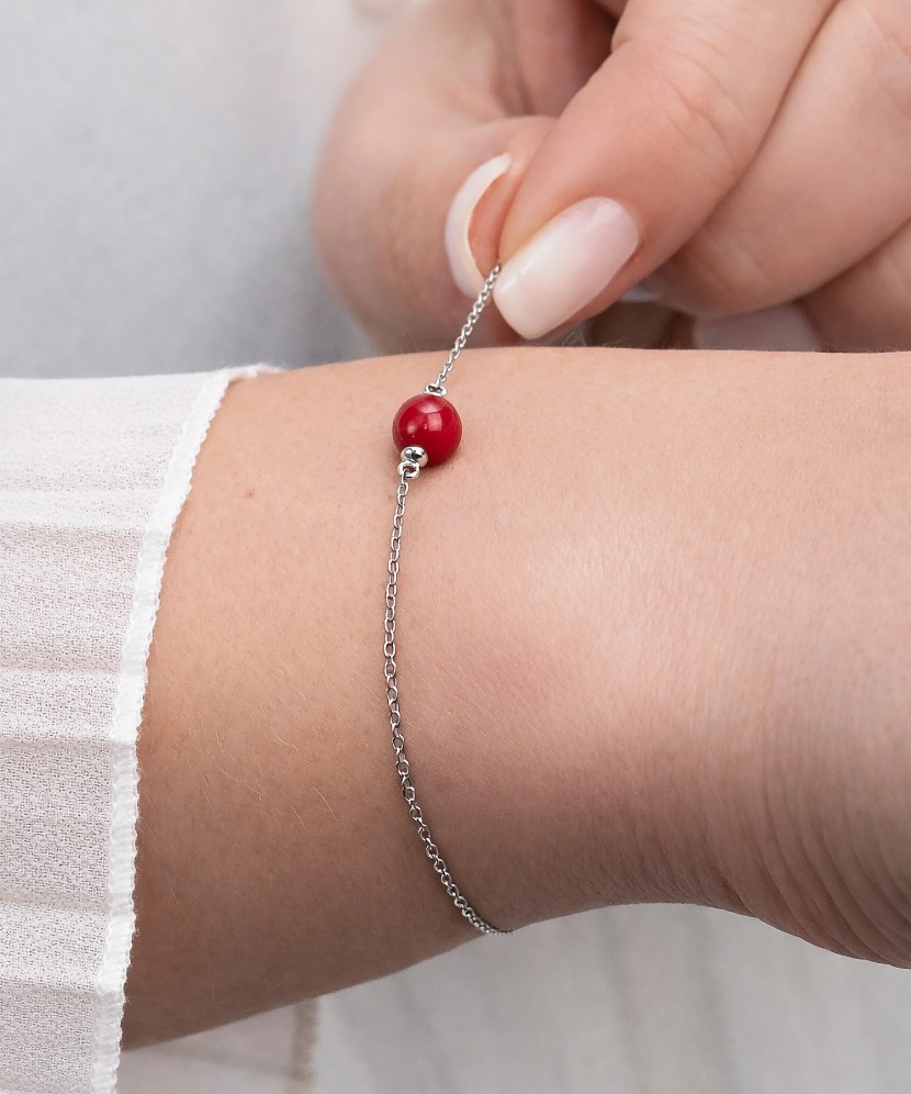 Sidabrinė apyrankė su koralu  - Goldinga