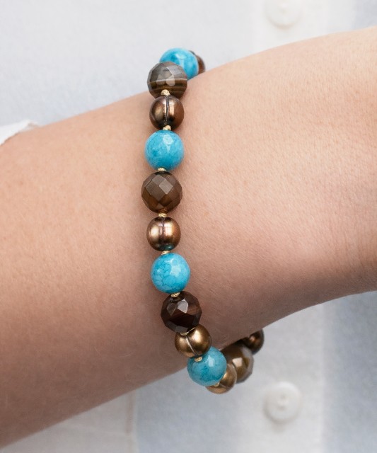 Apyrankė su nefritu, agatu ir perlu