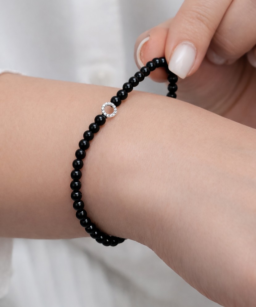 Oniksų apyrankė su cirkoniais ir sidabru