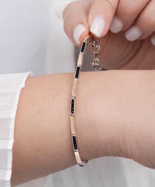 Sidabrinė apyrankė dengta auksu su cirkoniais  - Goldinga