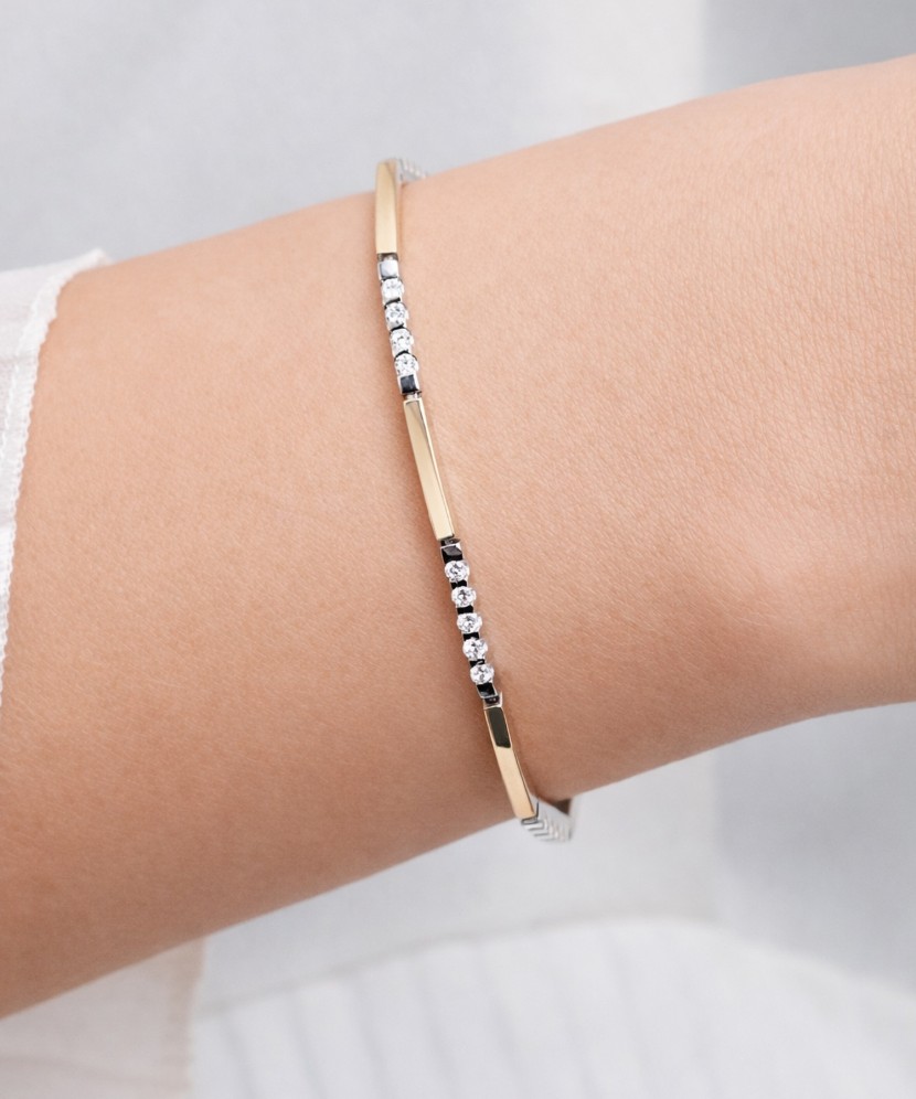 Sidabrinė apyrankė dengta auksu su cirkoniais  - Goldinga