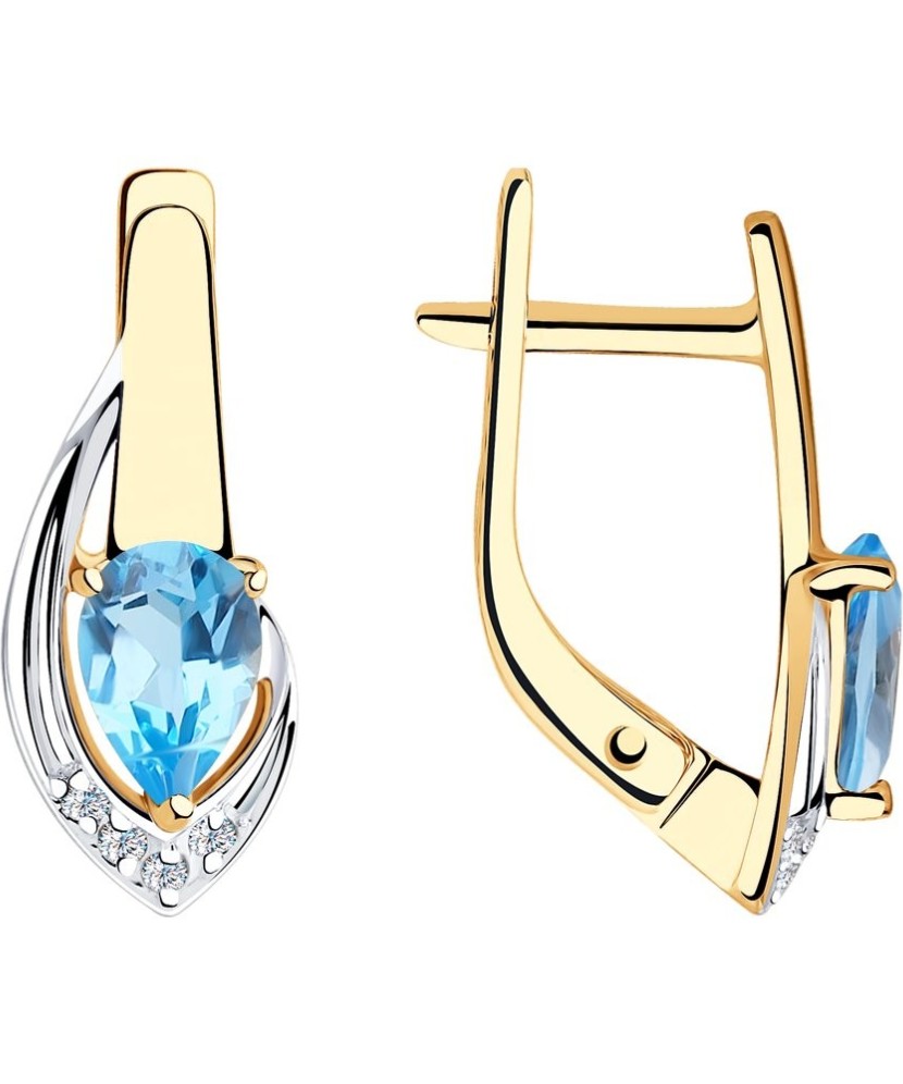 Auksiniai auskarai su cirkoniais ir topazu - Auksiniai auskarai - Goldinga