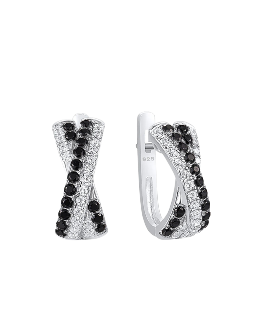 Sidabriniai auskarai su cirkoniais ir špineliais