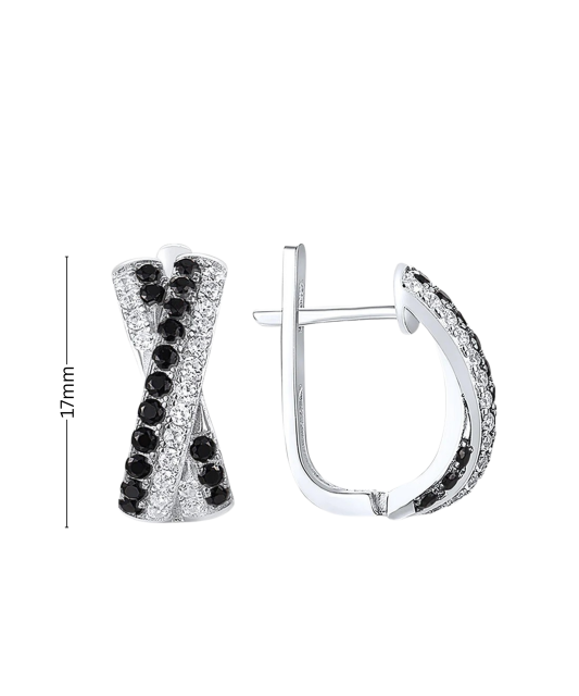 Sidabriniai auskarai su cirkoniais ir špineliais