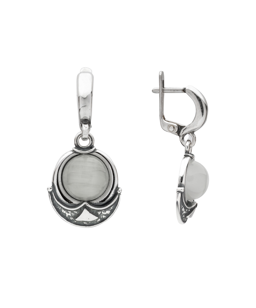 Sidabriniai auskarai su katės akies akmeniu  - Goldinga