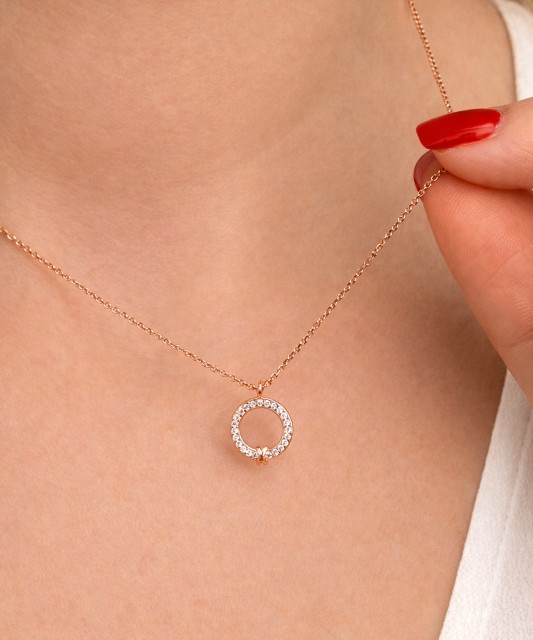 Paauksuota Sidabrinė grandinėlė su cirkonio pakabuku