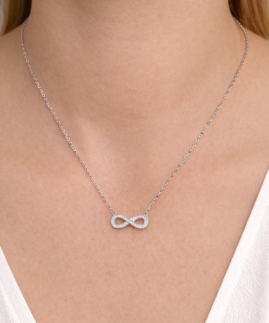 Sidabrinė grandinėlė su cirkonio pakabuku "Begalybė"