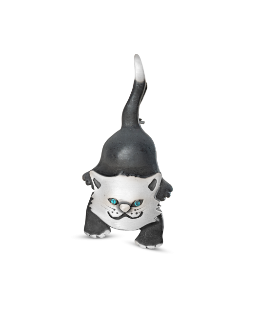 Sidabrinė sagė su kristalais "Katė"