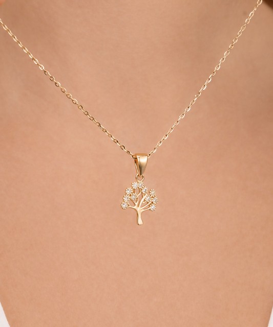 Geltono aukso pakabukas su cirkoniais "Gyvybės medis"