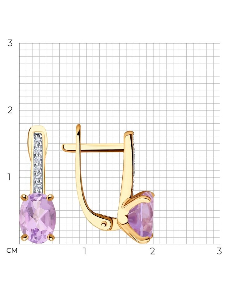 Auksiniai auskarai su cirkoniais ir ametistais - Auksiniai auskarai - Goldinga