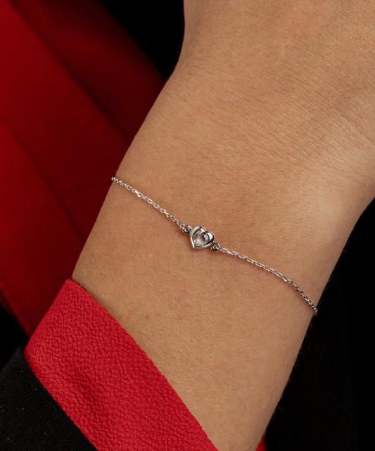 Balto aukso apyrankė su kvarcu "Širdelė"