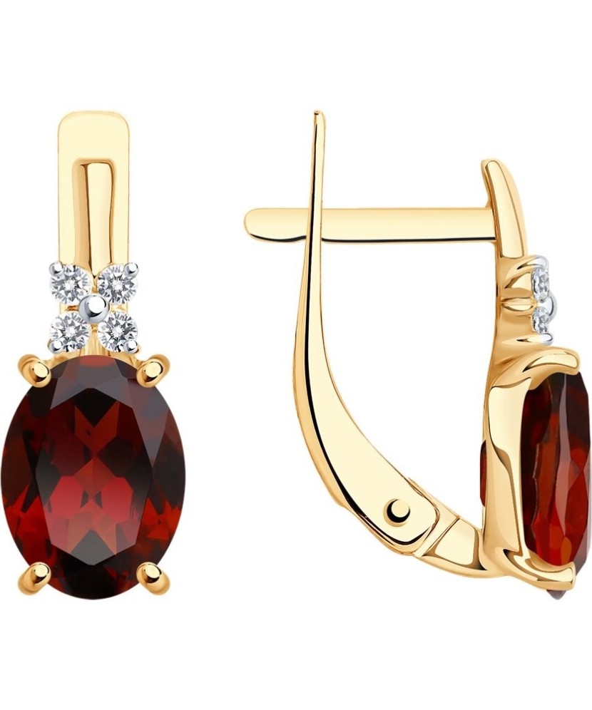 Auksiniai auskarai su cirkoniais ir granatais - Auksiniai auskarai - Goldinga