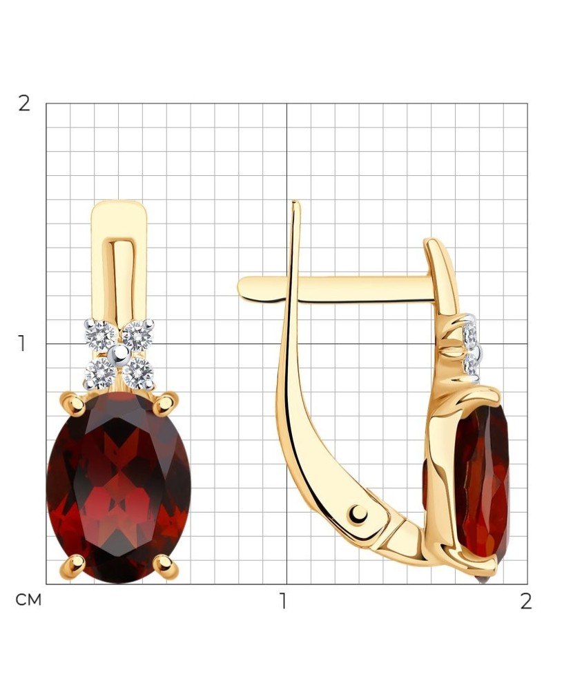 Auksiniai auskarai su cirkoniais ir granatais - Auksiniai auskarai - Goldinga