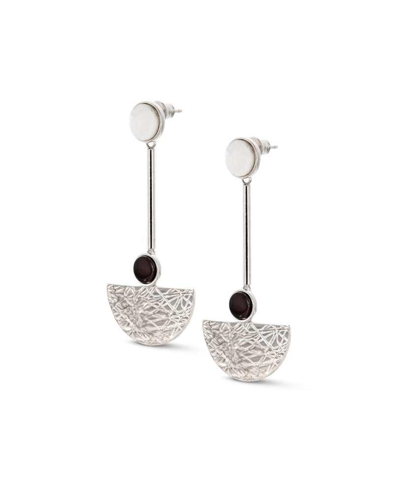 Sidabriniai auskarai su gintaru ir perlamutru