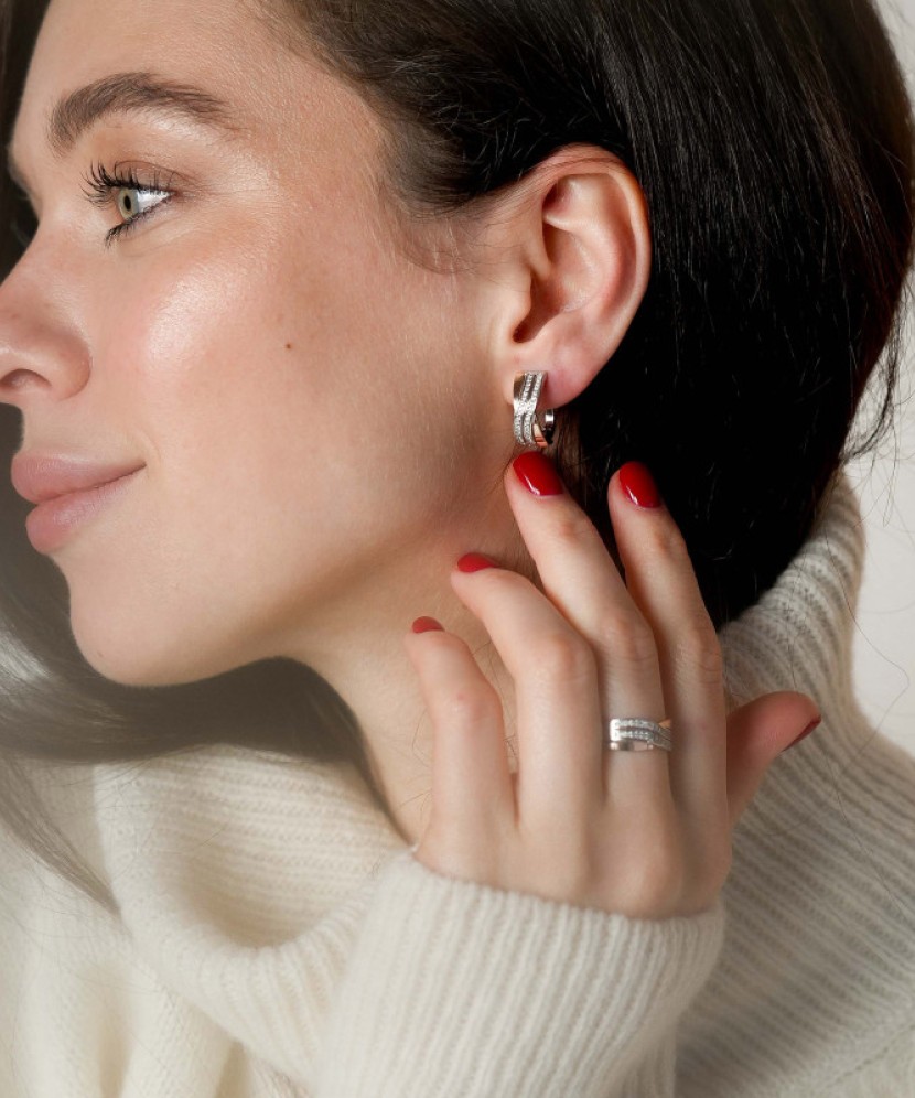 Sidabriniai auskarai dengti auksu su cirkoniais