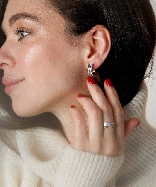 Sidabriniai auskarai dengti auksu su cirkoniais