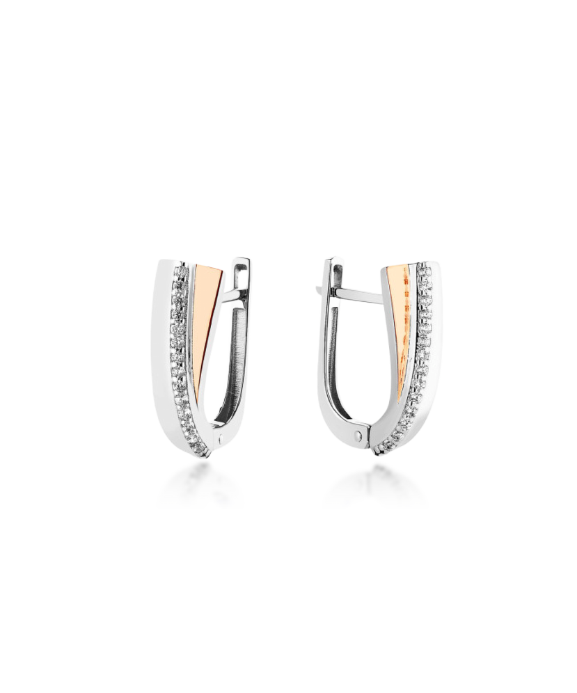 Sidabriniai auskarai dengti auksu su cirkoniais