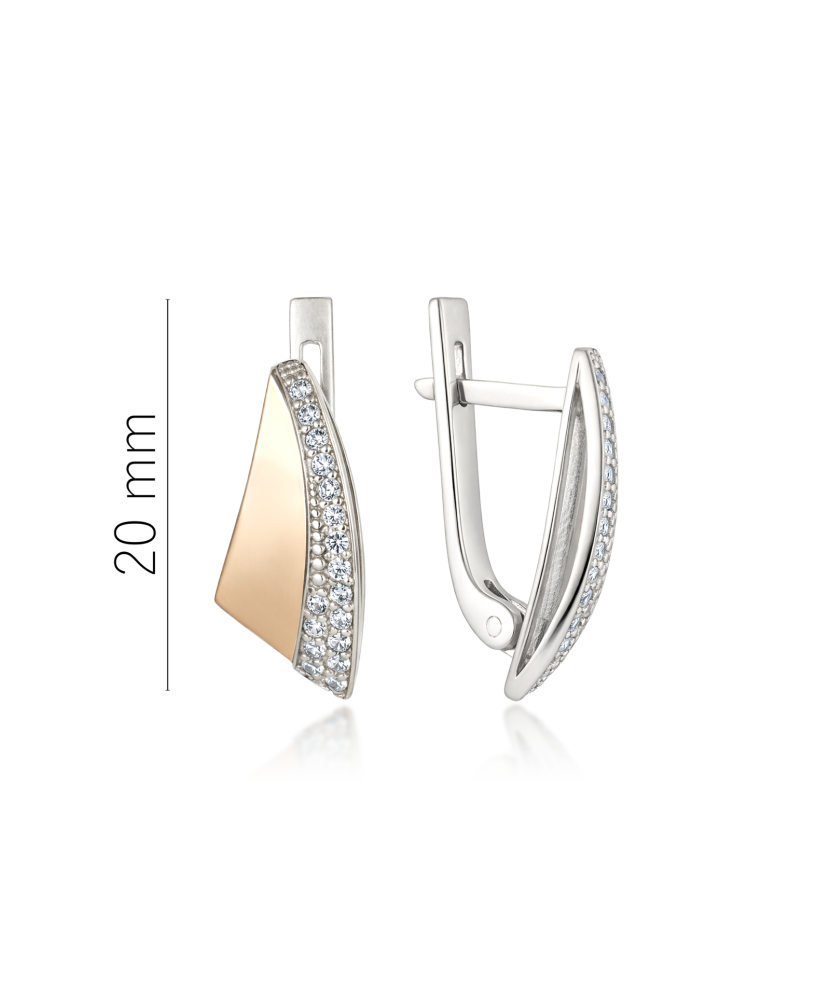 Sidabriniai auskarai dengti auksu su cirkoniais