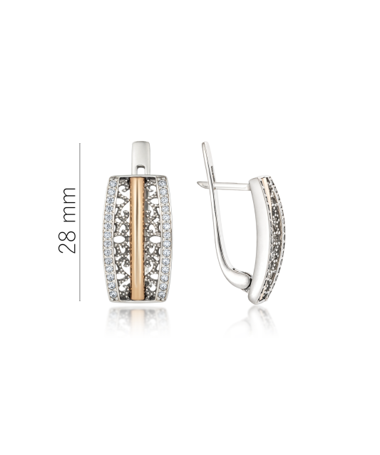 Sidabriniai auskarai dengti auksu su cirkoniais