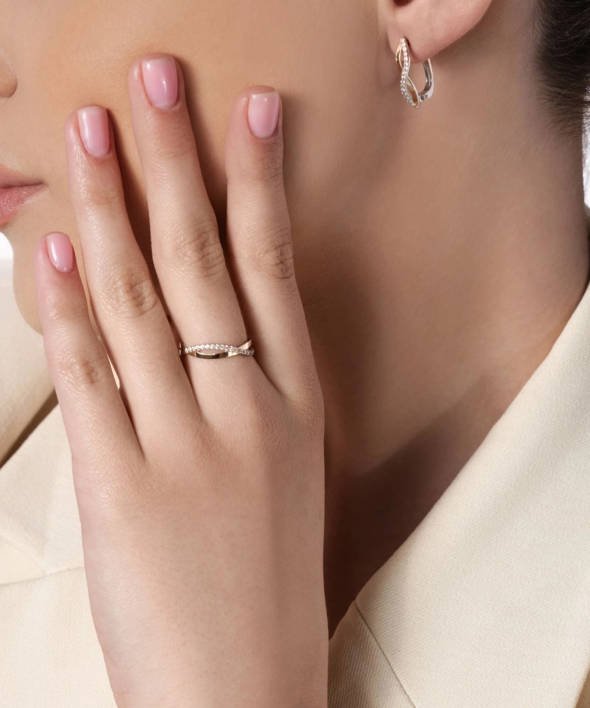 Sidabriniai auskarai dengti auksu su cirkoniais