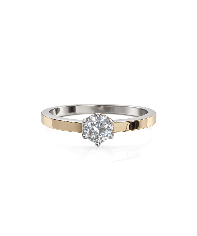 Sidabrinis žiedas dengtas auksu su cirkoniais