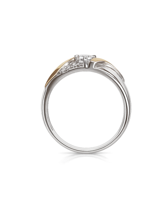 Sidabrinis žiedas dengtas auksu su cirkoniais