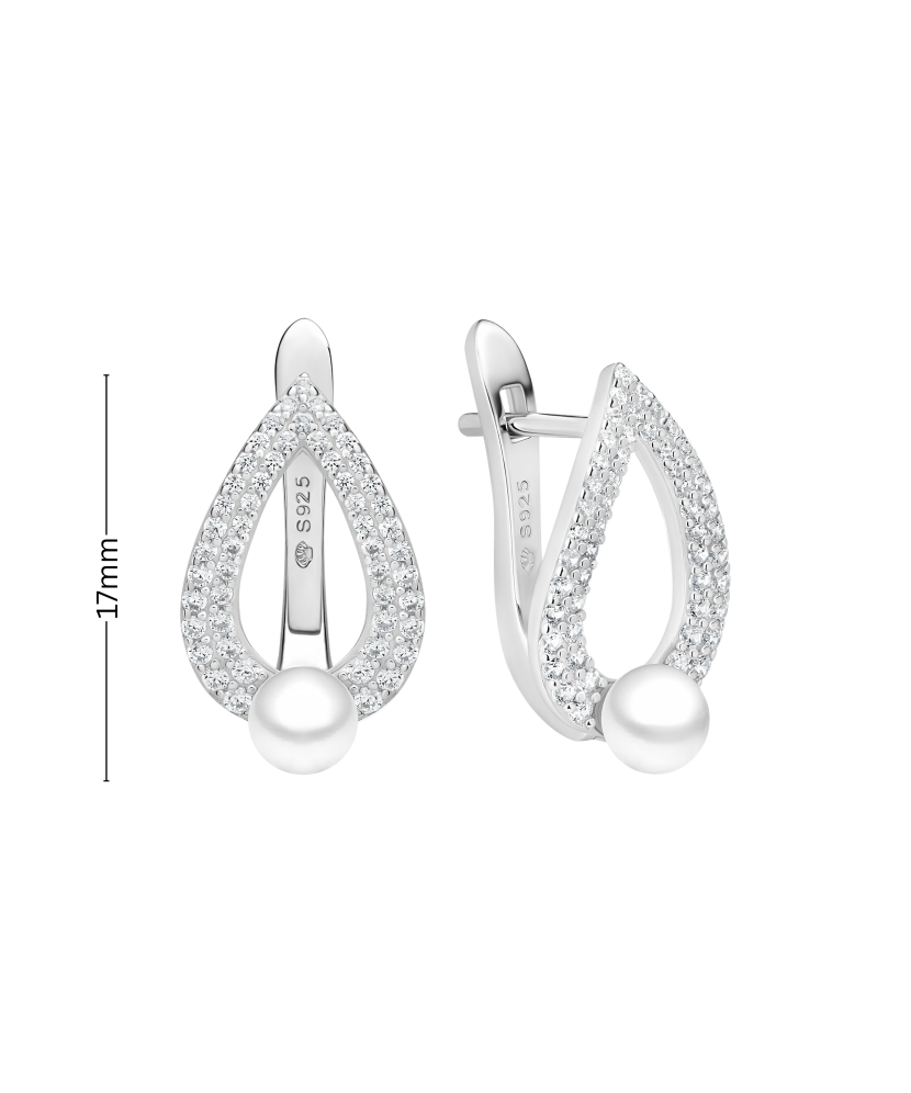 Sidabriniai auskarai su perlais ir cirkoniais