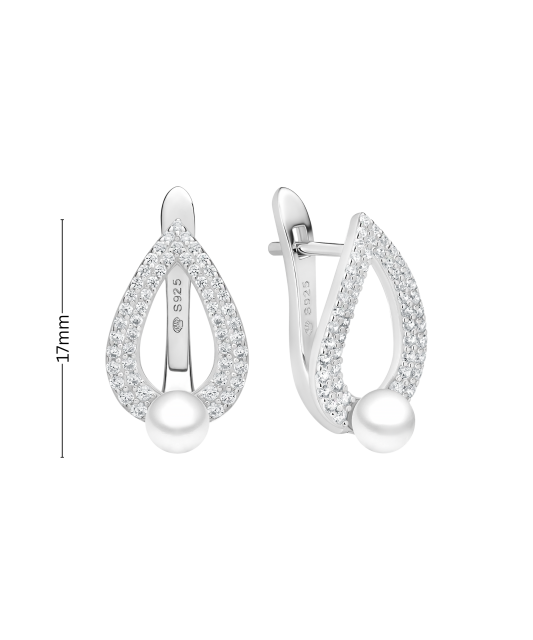 Sidabriniai auskarai su perlais ir cirkoniais