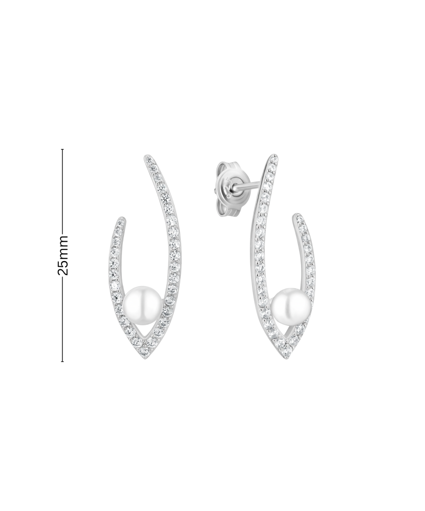 Sidabriniai auskarai su perlais ir cirkoniais