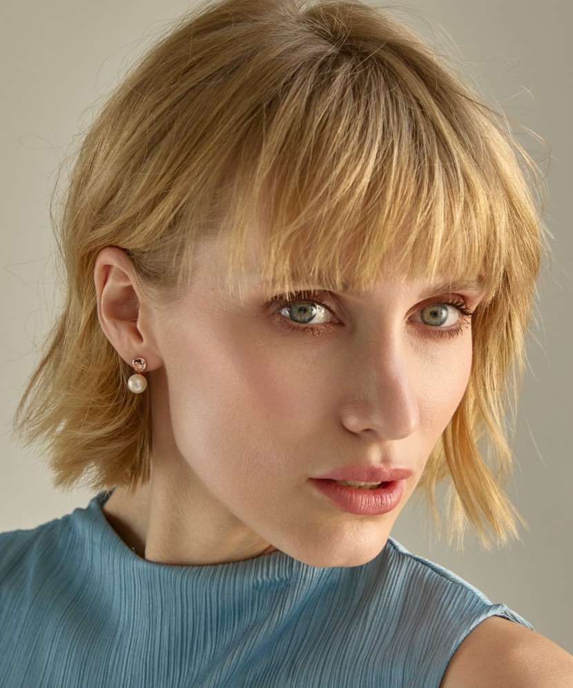 Paauksuoti sidabriniai auskarai su perlais ir cirkoniais