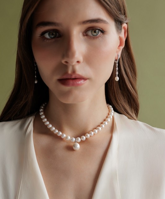 Sidabrinis pakabukas Su Edisono Perlu ir cirkoniu