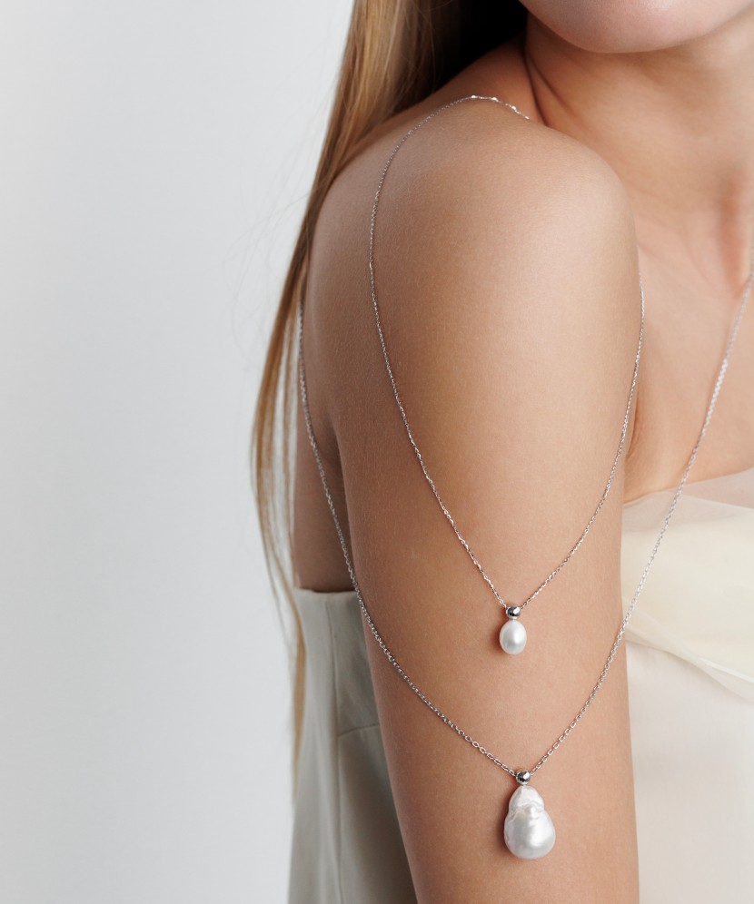 Sidabrinė Grandinėlė Su Perlo Pakabuku