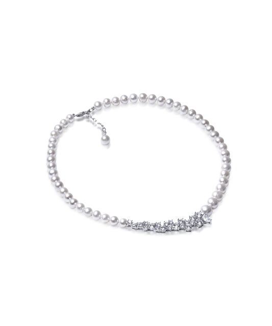 Perlų vėrinys su cirkoniais ir sidabru