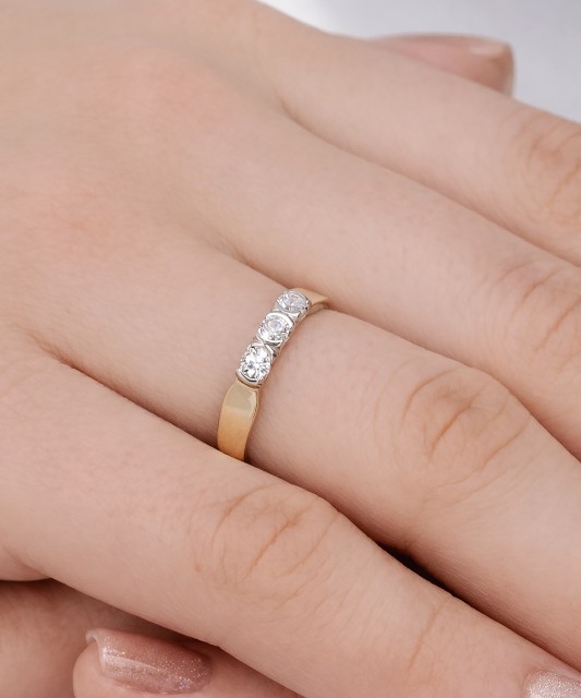 Sidabrinis žiedas dengtas auksu su cirkoniais