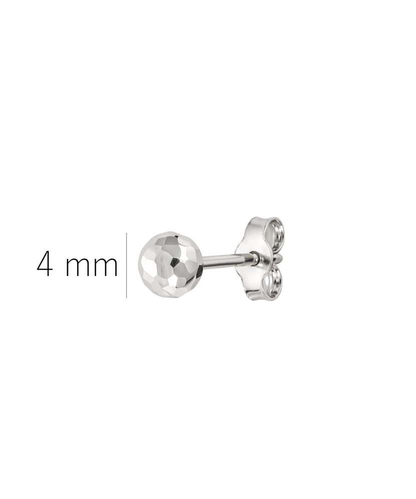 Balto aukso graviruotas auskaras 4mm (1vnt.)