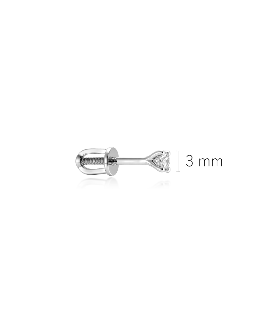 Balto aukso auskaras su deimantu 0.09ct (1vnt.)
