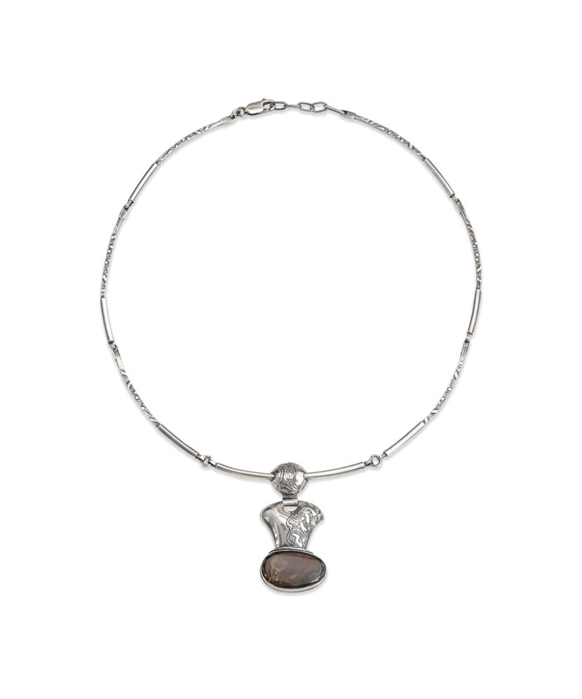 Sidabrinis koljė su labradorito pakabuku