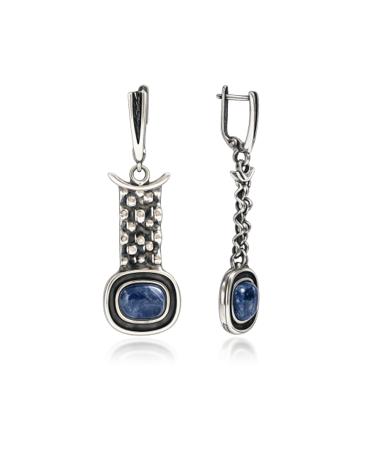 Sidabriniai auskarai su sadolitu