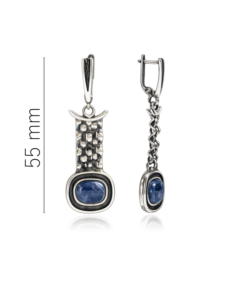 Sidabriniai auskarai su sadolitu