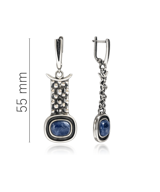 Sidabriniai auskarai su sadolitu