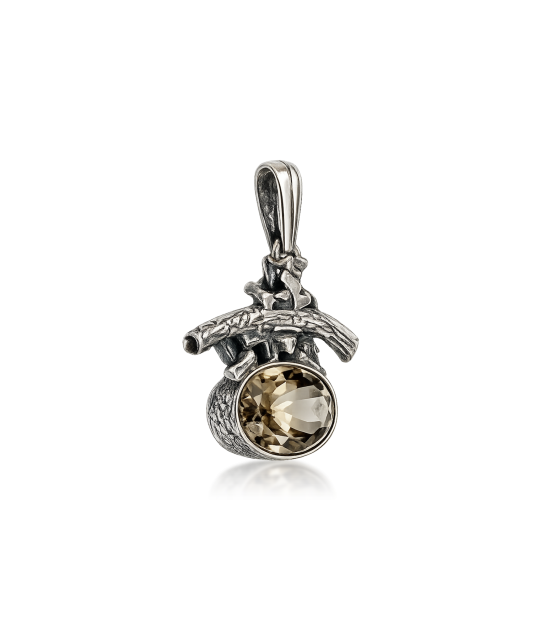 Sidabrinis pakabukas su dūminiu kvarcu