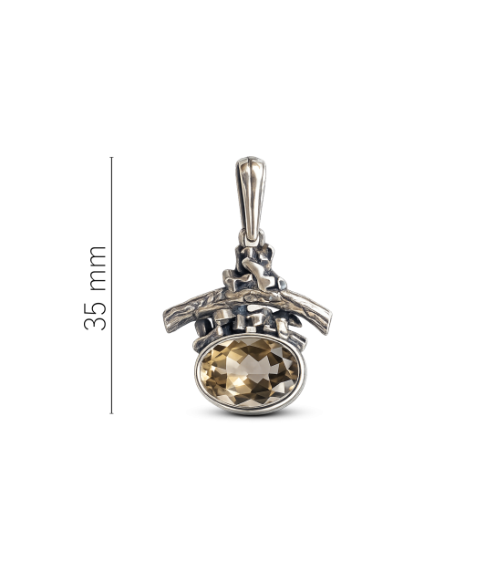Sidabrinis pakabukas su dūminiu kvarcu