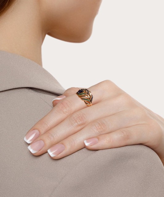 Auksinis žiedas su cirkoniais - Auksiniai žiedai - Goldinga