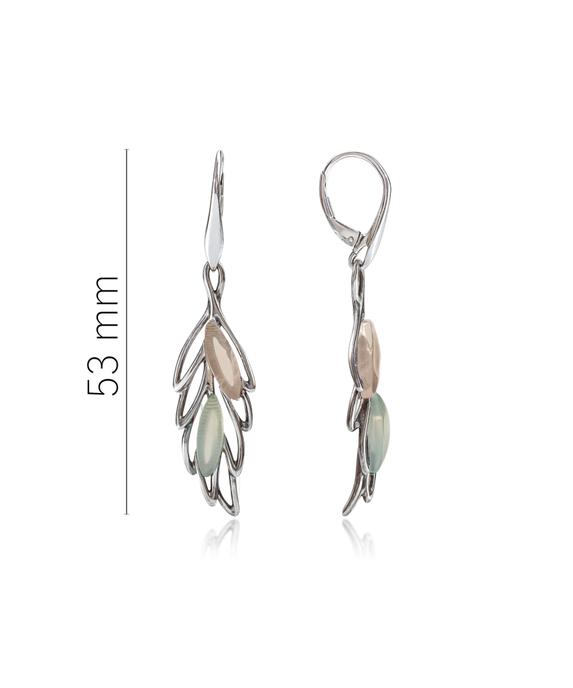 Sidabriniai auskarai su agatu ir kvarcu