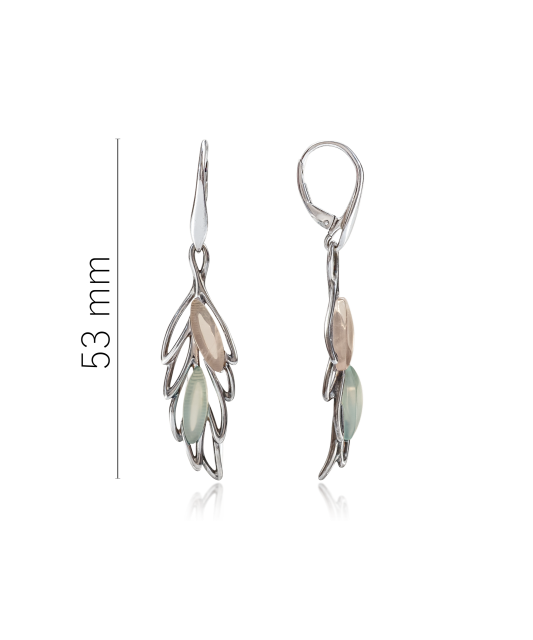 Sidabriniai auskarai su agatu ir kvarcu