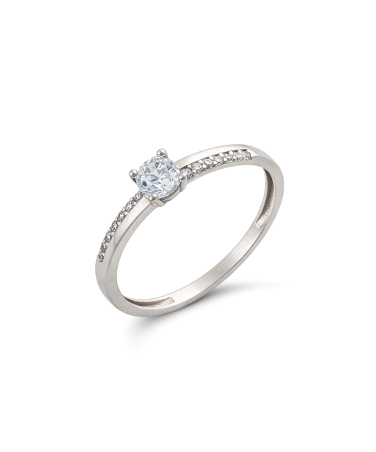 Balto aukso žiedas su cirkoniais