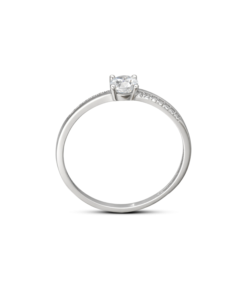 Balto aukso žiedas su cirkoniais