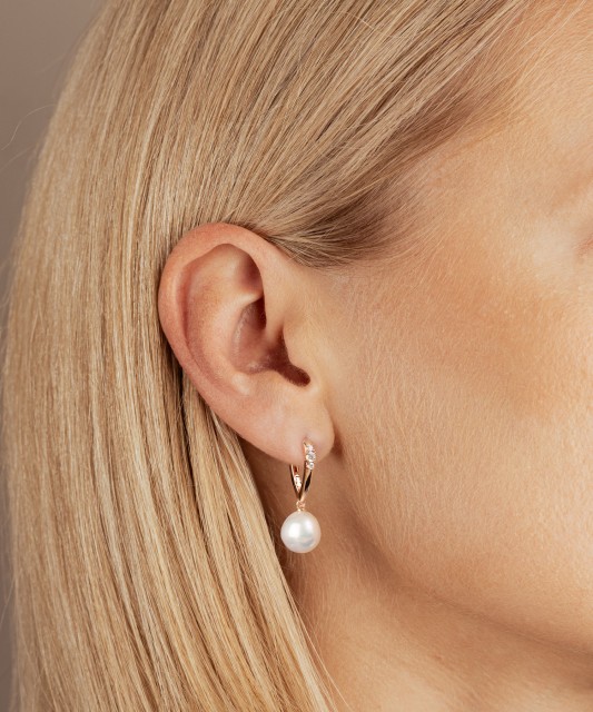 Paauksuoti Sidabriniai auskarai su edisono perlais