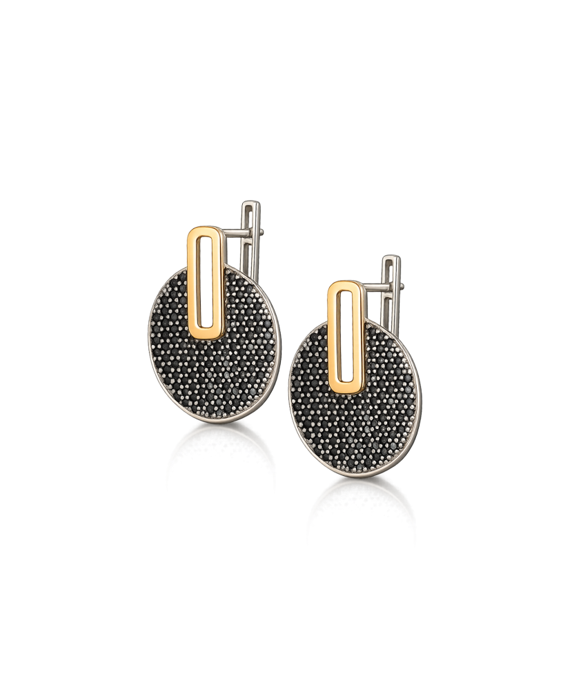 Sidabriniai auskarai dengti auksu su cirkoniais